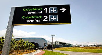 Terminal 1 and 2 directional sign 